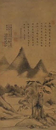 董其昌 山水 立轴 水墨绢本