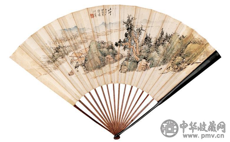 汪声远 山水 成扇 设色纸本