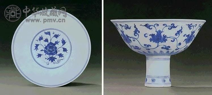 明成化 青花缠枝宝相花纹高足盌