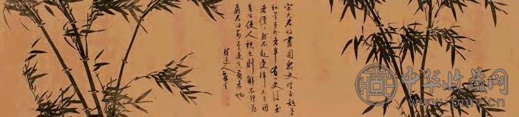 吴镇 墨竹 手卷 水墨绢本