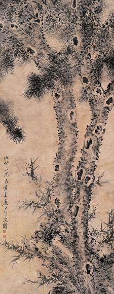 赵之琛 己卯(1819年)作 松竹图 镜心 水墨纸本