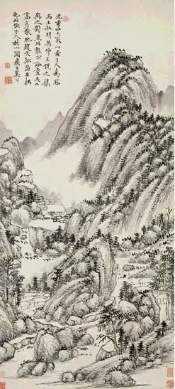 清 奚罔 秋山图 轴