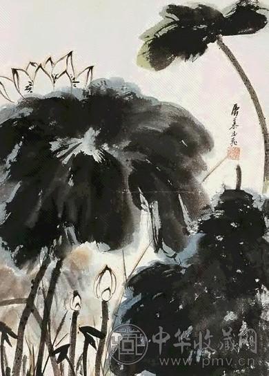 慕凌飞 荷花 立轴 设色纸本