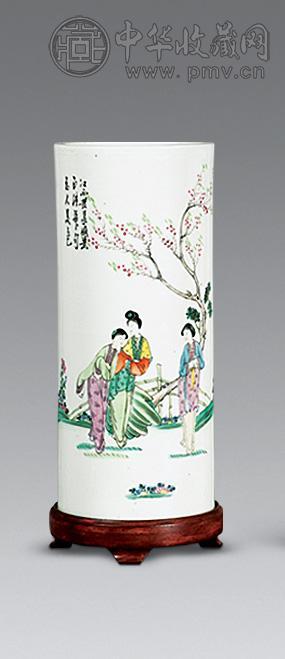 粉彩仕女帽筒