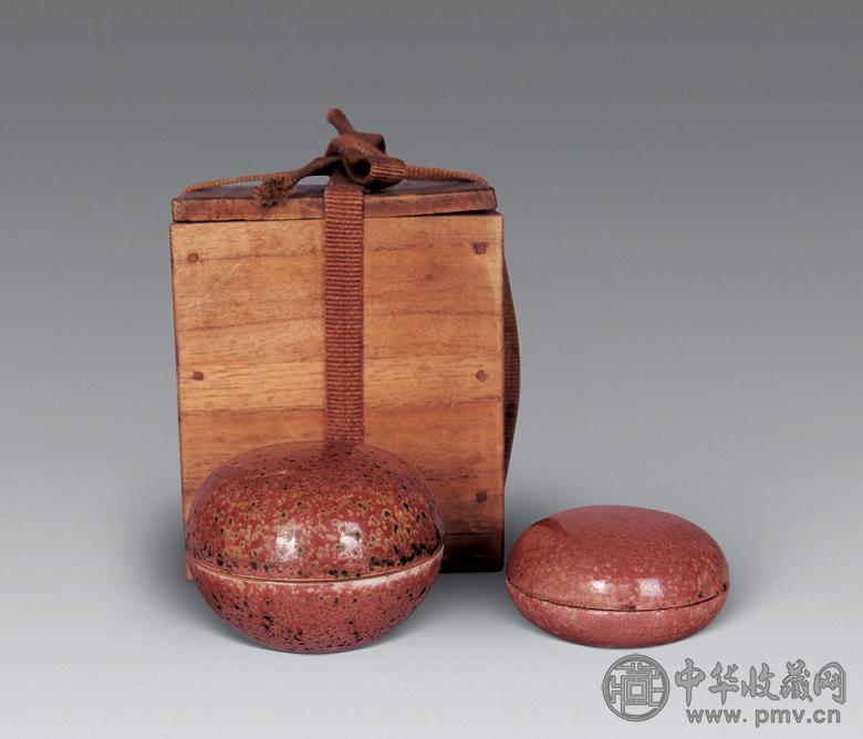 清光绪 豇豆红印泥盒(2件)