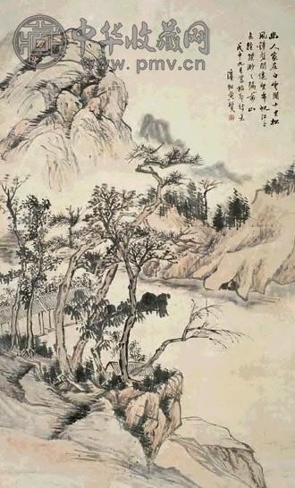 近现代 黄宾虹 云山幽居图 轴