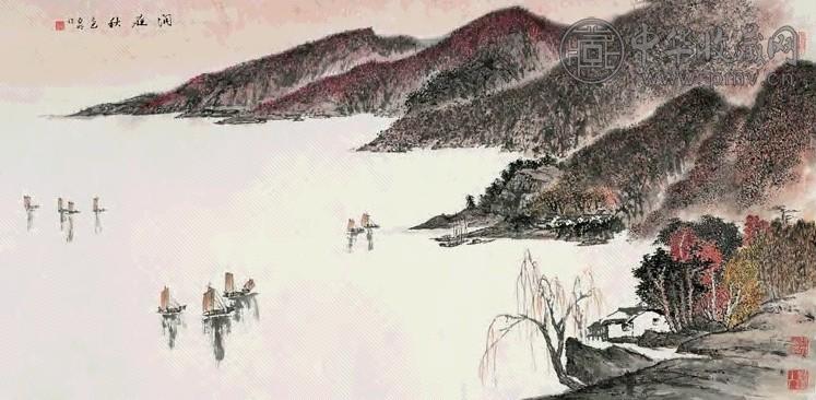 亚明 洞庭秋色 镜心 设色纸本