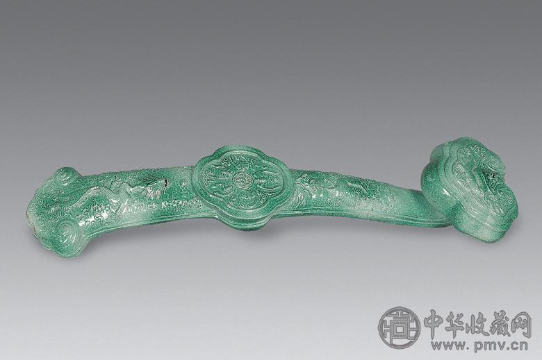 清同治 仿翠釉龙纹五蝠如意
