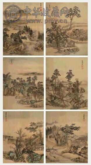 王翚 山水 册页(12开选6) 绢本设色