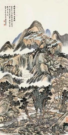冯超然 丙子(1936年)作 峰峦深厚图 立轴 设色纸本