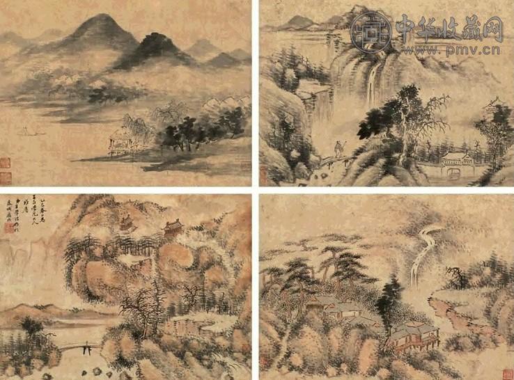 王学浩 乙巳(1785年)作 山水 册页(10开) 设色纸本