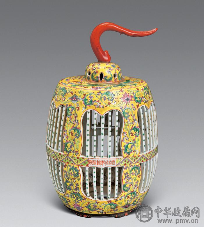 清 粉彩鸟笼
