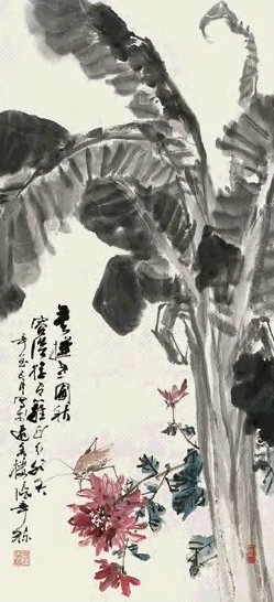 张辛稼 辛酉(1981年)作 花卉 草虫 立轴 设色纸本