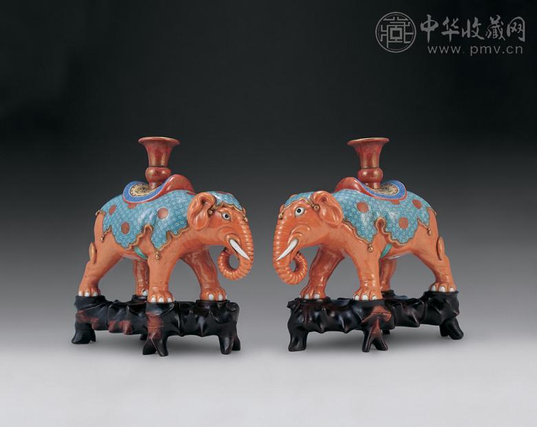清中期 粉彩太平有象(1对)