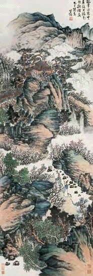 肖谦中 春山书屋 立轴 设色