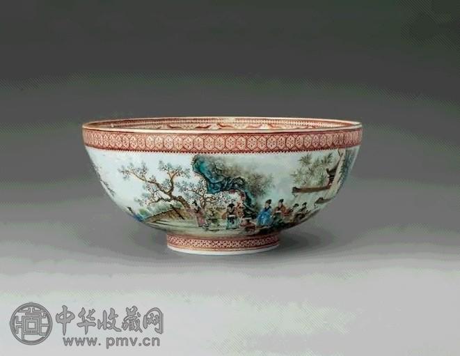1980年代 薄胎粉彩人物碗