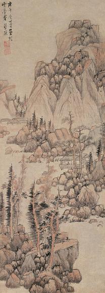 蓝瑛 1630年作 山水 立轴 设色纸本