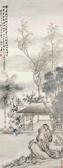 吴石平 1929年作 芝兰草堂图 立轴 设色纸本