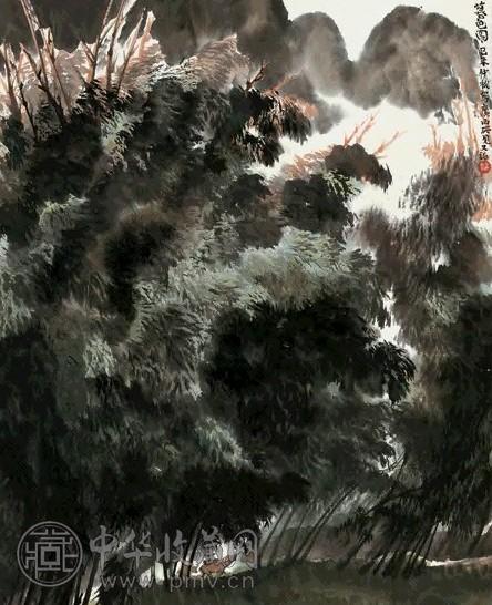 贾又福 1979年作 暮色图 立轴 设色纸本