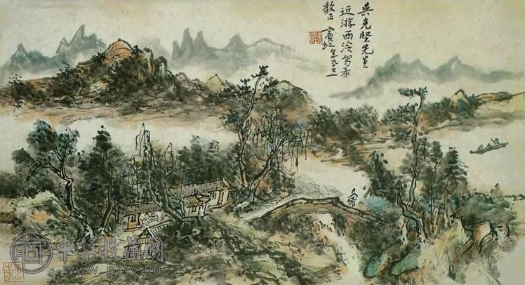 现代 黄宾虹 游西冷图 镜心