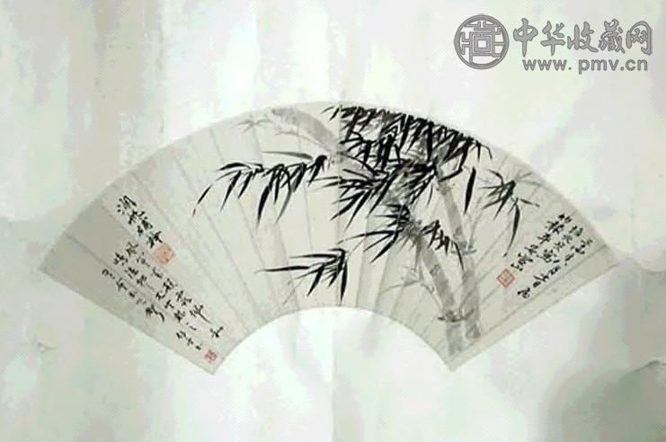 吴湖帆 墨竹 扇面 设墨纸本