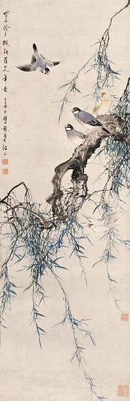 颜伯龙 癸未(1943年)作 花鸟 镜心 设色纸本