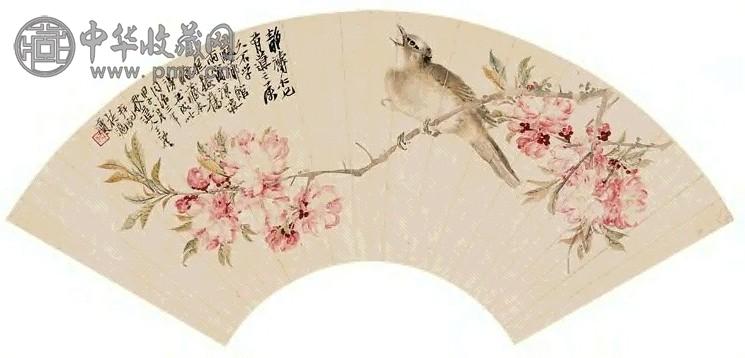 王礼 甲子(1864年)作 花鸟 扇面 设色纸本