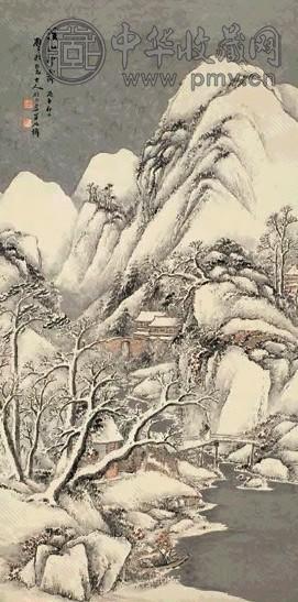 近现代 吴石仙 溪山雪霁 轴