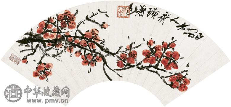 齐白石 红梅 镜心 设色纸本
