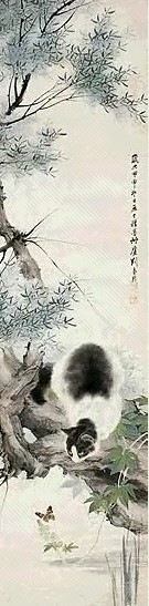 刘奎龄 猫 镜心