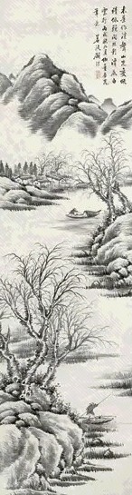 顾沄 丙戌(1886年)作 山水 立轴 水墨纸本