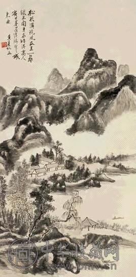 黄宾虹 日暮归宿图 立轴 设色纸本