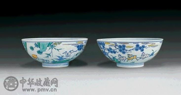 清雍正 斗彩松鹿大碗