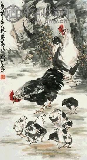 黄胄 母子大吉图 立轴 纸本设色