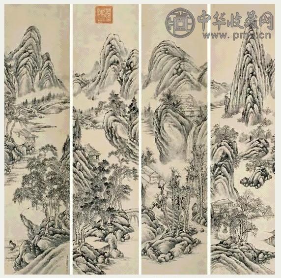 董邦达 山水八条屏 立轴 (局部) 水墨纸本