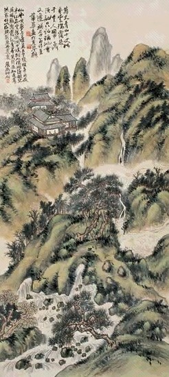 蒲华 山水 立轴 设色纸本