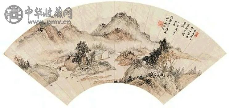 冯金伯 丁亥(1827年)作 山水 扇片 设色纸本