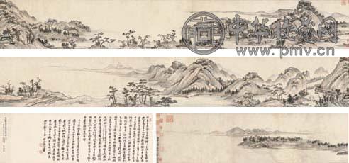 黄潜 一三五二年作 临黄公望富春山园 手卷 设色纸本