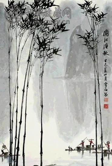 白雪石 漓江渔歌图 镜心