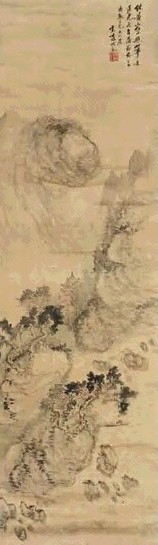 十九世纪 山水 立轴 设色绢本