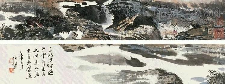 陆俨少 庚申(1980)年作 山水手卷 手卷 设色纸本