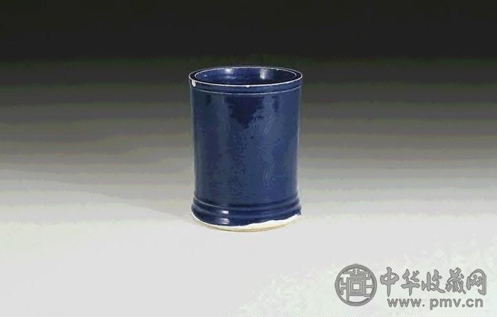 清康熙 茄皮紫暗刻笔筒