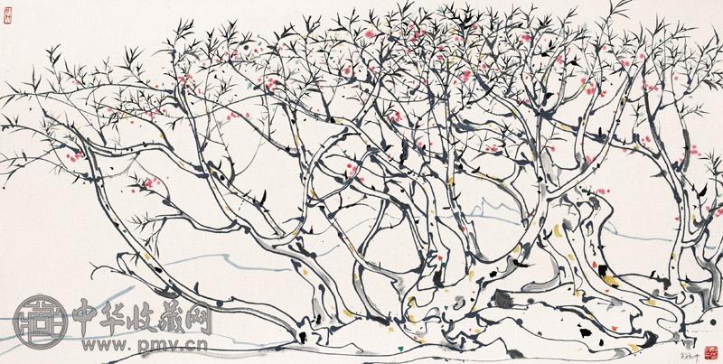 吴冠中 高山春 设色纸本