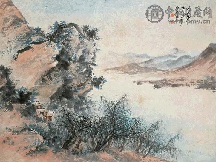 溥佺 1959年作 山水 立轴 设色纸本