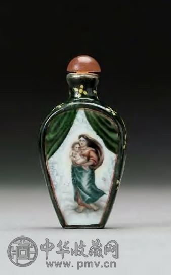 清宣统 西洋人物圣母圣婴风景纹鼻烟扁壶