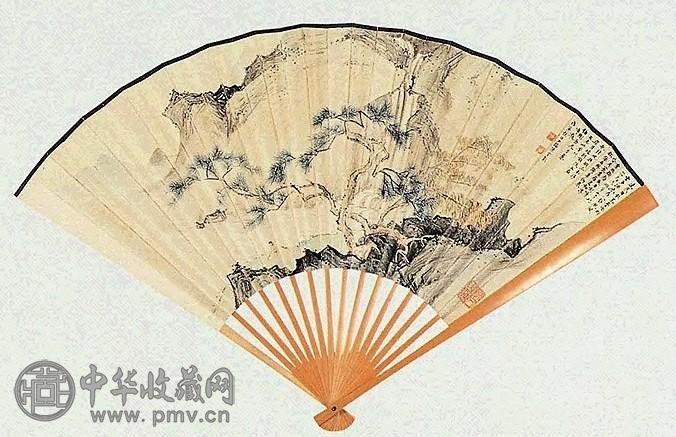 近现代 陈少梅 山中行 成扇