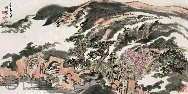 陆俨少 辛酉(1981年)作 云山松涛图 镜心 设色纸本