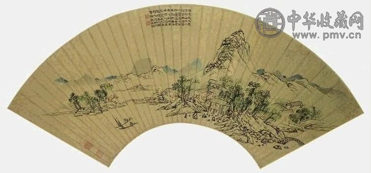 明 贺镇 山水 扇面