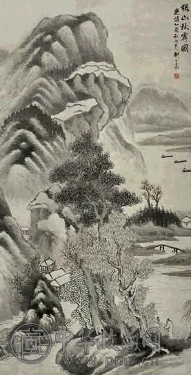 清 胡公寿 溪山秋霁图 轴