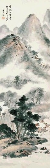 老舍 山水 立轴 纸本